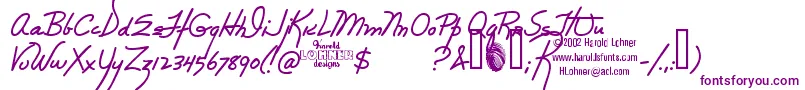 Rebecca-Schriftart – Violette Schriften auf weißem Hintergrund