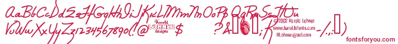 フォントRebecca – 白い背景に赤い文字