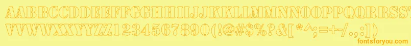 フォントArmyHollow – オレンジの文字が黄色の背景にあります。