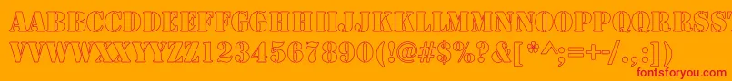 ArmyHollow-Schriftart – Rote Schriften auf orangefarbenem Hintergrund