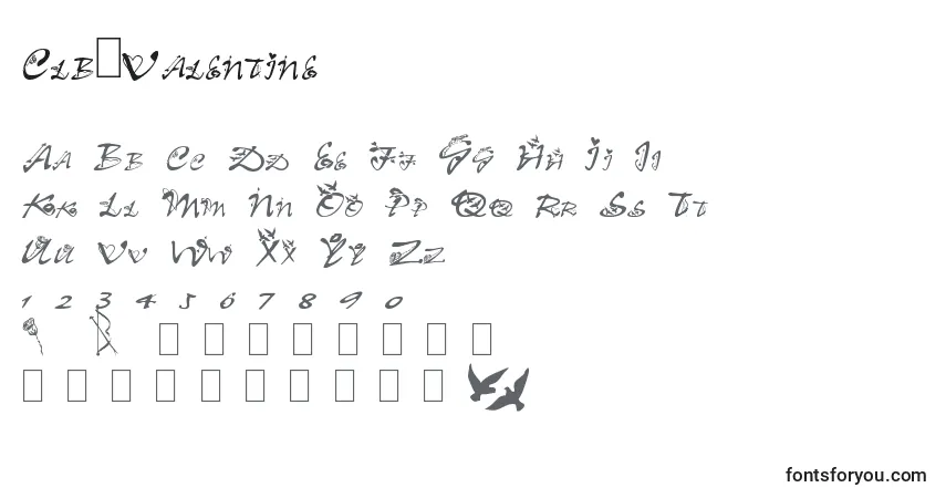 Czcionka Clb.Valentine – alfabet, cyfry, specjalne znaki