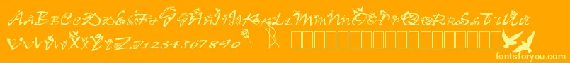 Fonte Clb.Valentine – fontes amarelas em um fundo laranja