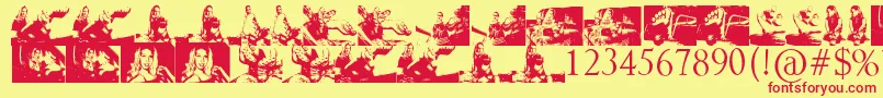 KarynaFont Font – Red Fonts on Yellow Background