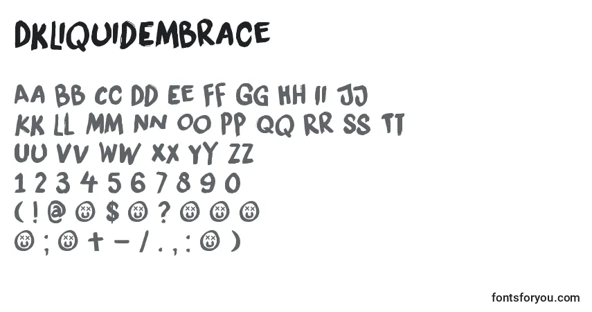 Czcionka DkLiquidEmbrace – alfabet, cyfry, specjalne znaki