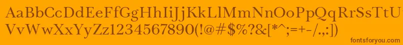 TrystRegular-Schriftart – Braune Schriften auf orangefarbenem Hintergrund