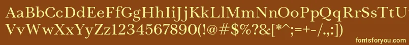 TrystRegular-Schriftart – Gelbe Schriften auf braunem Hintergrund