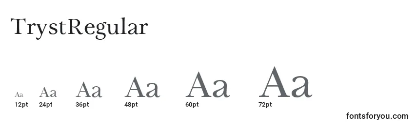 TrystRegular Font Sizes