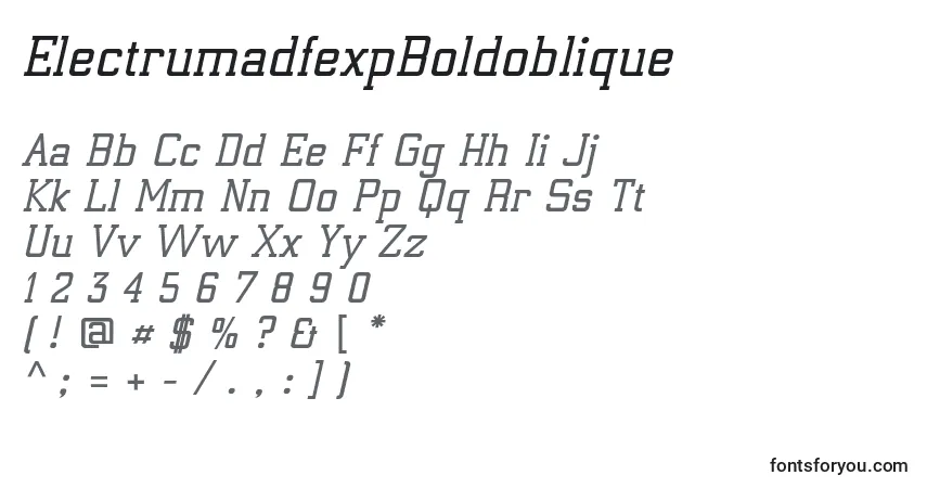 ElectrumadfexpBoldoblique-fontti – aakkoset, numerot, erikoismerkit