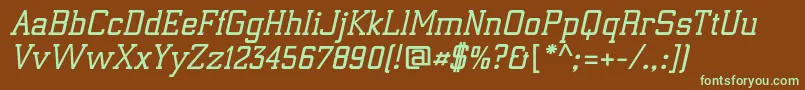 Шрифт ElectrumadfexpBoldoblique – зелёные шрифты на коричневом фоне