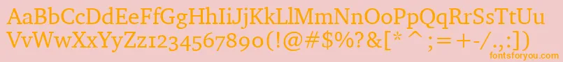 Fonte CharterOsItcTt – fontes laranjas em um fundo rosa