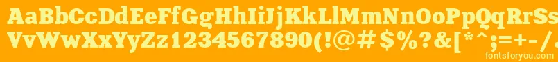 Fonte XeniaBoldCyrillic – fontes amarelas em um fundo laranja