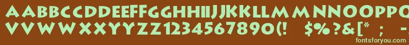 フォントLiffo – 緑色の文字が茶色の背景にあります。