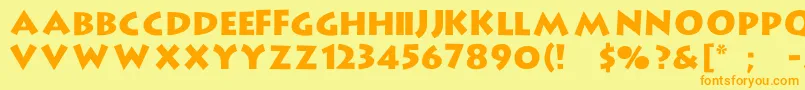 フォントLiffo – オレンジの文字が黄色の背景にあります。