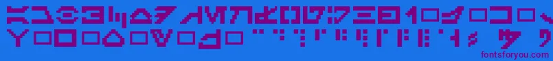 Galacticmini-Schriftart – Violette Schriften auf blauem Hintergrund