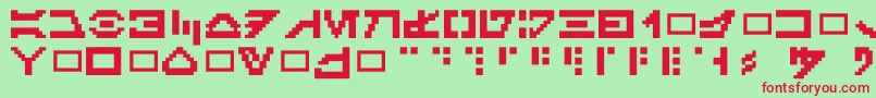 Galacticmini-Schriftart – Rote Schriften auf grünem Hintergrund