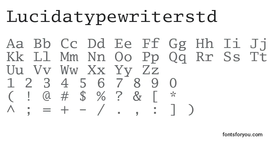 Czcionka Lucidatypewriterstd – alfabet, cyfry, specjalne znaki