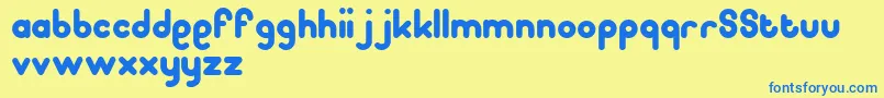 Pooplatter-Schriftart – Blaue Schriften auf gelbem Hintergrund