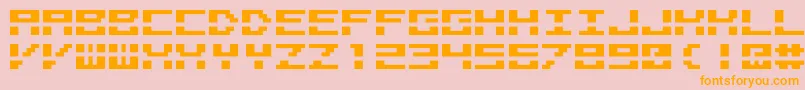 M40-Schriftart – Orangefarbene Schriften auf rosa Hintergrund