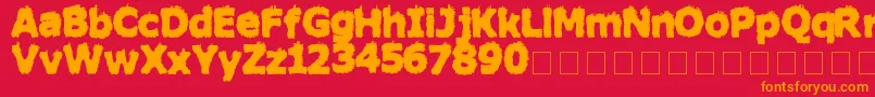 フォントHairyMonsterSolid – 赤い背景にオレンジの文字