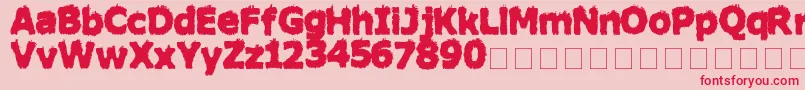 フォントHairyMonsterSolid – ピンクの背景に赤い文字