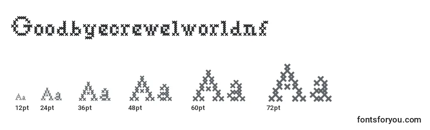 Goodbyecrewelworldnf Font Sizes