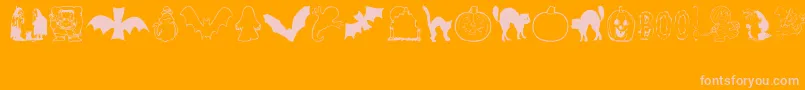 Подробнее о шрифте AezHalloweenDingbats Шрифт AezHalloweenDingbats – розовые шрифты на оранжевом фоне