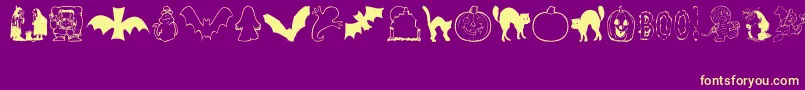 Fonte AezHalloweenDingbats – fontes amarelas em um fundo roxo