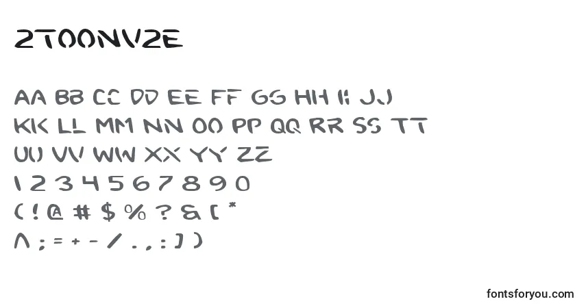 Schriftart 2toonv2e – Alphabet, Zahlen, spezielle Symbole