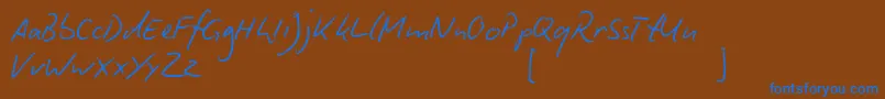 BiroScript Font – Blue Fonts on Brown Background