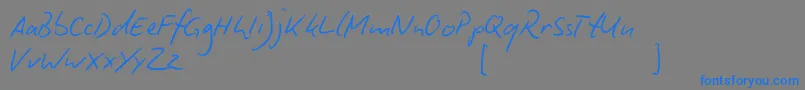 BiroScript-Schriftart – Blaue Schriften auf grauem Hintergrund
