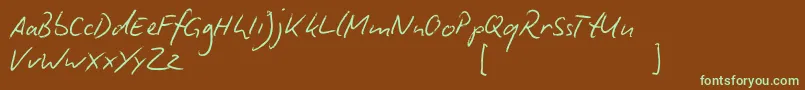 Fonte BiroScript – fontes verdes em um fundo marrom