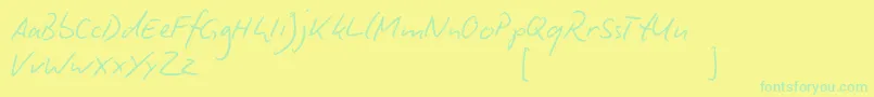 BiroScript-Schriftart – Grüne Schriften auf gelbem Hintergrund