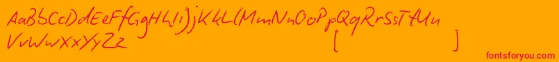 BiroScript Font – Red Fonts on Orange Background
