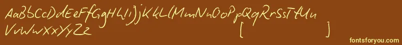 BiroScript-Schriftart – Gelbe Schriften auf braunem Hintergrund