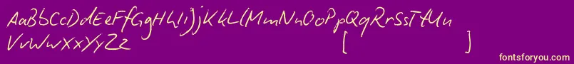 BiroScript-fontti – keltaiset fontit violetilla taustalla