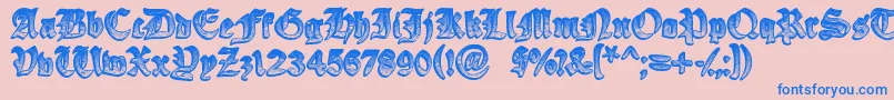 YeOldeOak Font – Blue Fonts on Pink Background