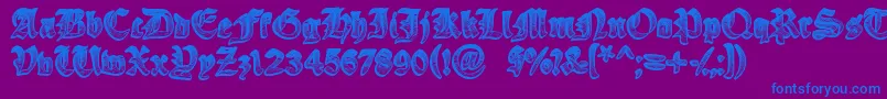 Шрифт YeOldeOak – синие шрифты на фиолетовом фоне