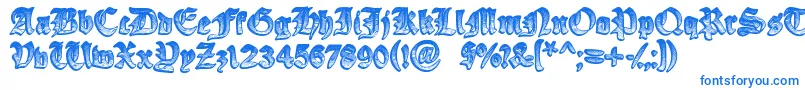 YeOldeOak-Schriftart – Blaue Schriften auf weißem Hintergrund