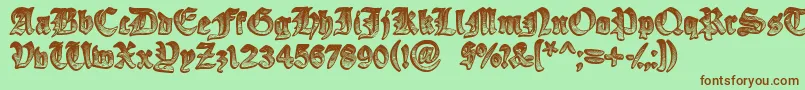 フォントYeOldeOak – 緑の背景に茶色のフォント