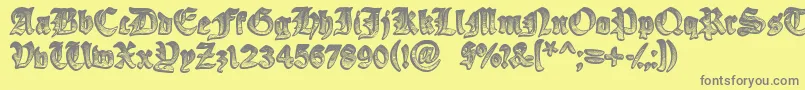 フォントYeOldeOak – 黄色の背景に灰色の文字