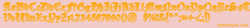 YeOldeOak-Schriftart – Orangefarbene Schriften auf rosa Hintergrund