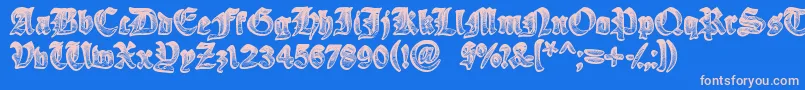 YeOldeOak Font – Pink Fonts on Blue Background