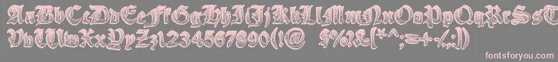 フォントYeOldeOak – 灰色の背景にピンクのフォント