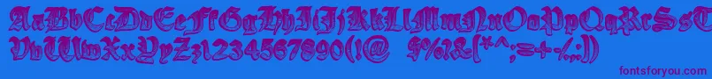 YeOldeOak Font – Purple Fonts on Blue Background