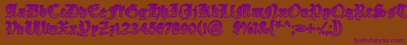 Czcionka YeOldeOak – fioletowe czcionki na brązowym tle