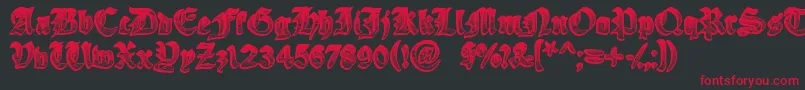 フォントYeOldeOak – 黒い背景に赤い文字