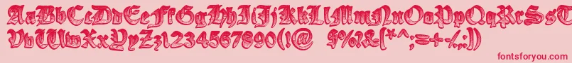 フォントYeOldeOak – ピンクの背景に赤い文字