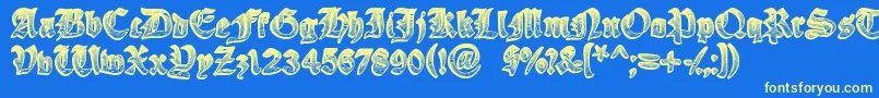YeOldeOak Font – Yellow Fonts on Blue Background