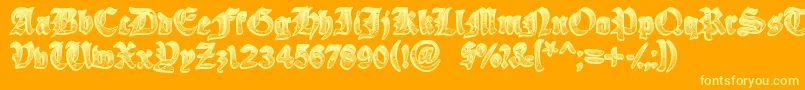 Czcionka YeOldeOak – żółte czcionki na pomarańczowym tle
