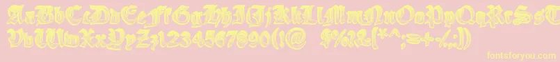 YeOldeOak-Schriftart – Gelbe Schriften auf rosa Hintergrund